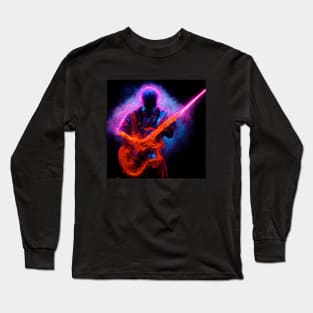 Abstract Neon 80's Heavy Metal Rock Guitarist Long Sleeve T-Shirt